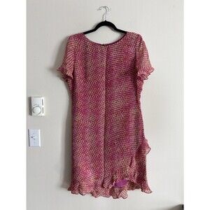VTG Papell Petites Size 14 Dress SILK Ruffle Short Sleeve‎ Polka Dot Preppy